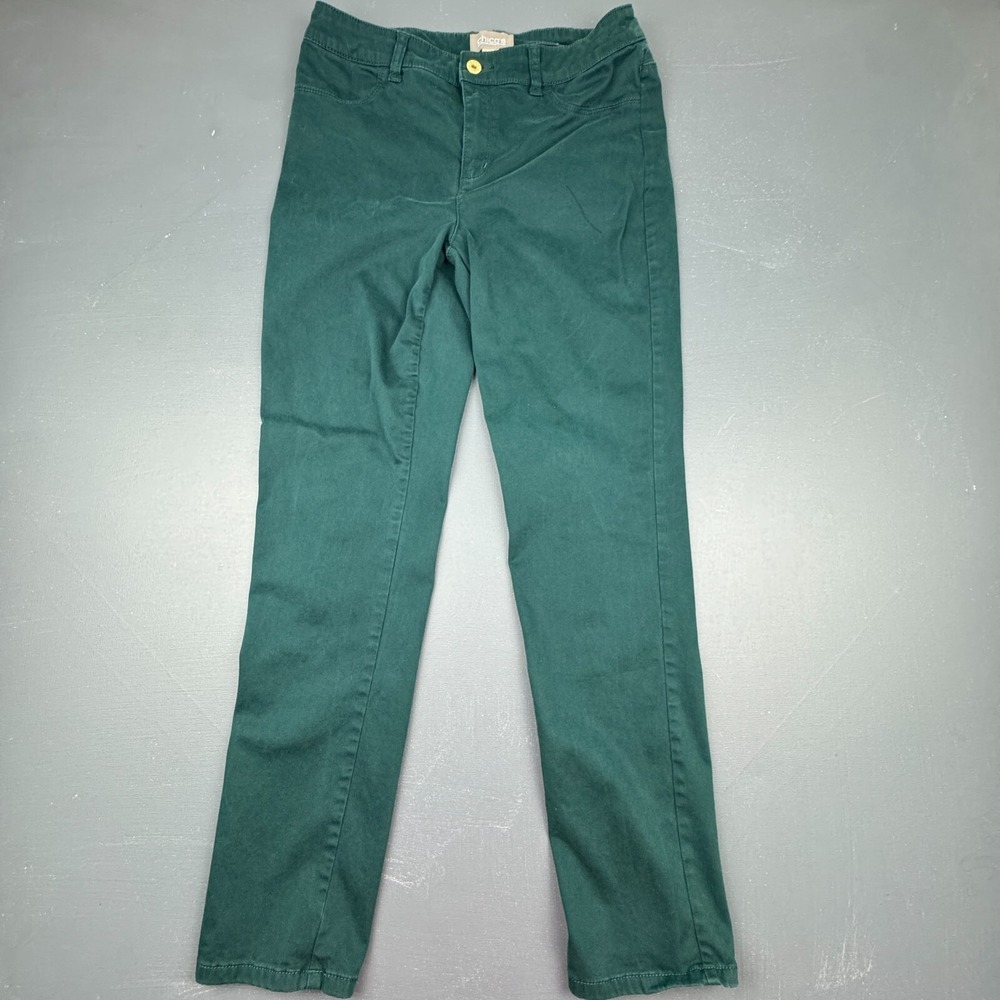 Chico's Women's 0.5 Green Slim Fit Stretch Cotton Casual Pants Trousers Everyday